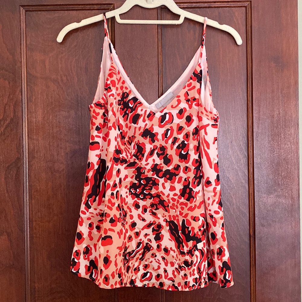 Abstract-print, V-neck blouse, size 6